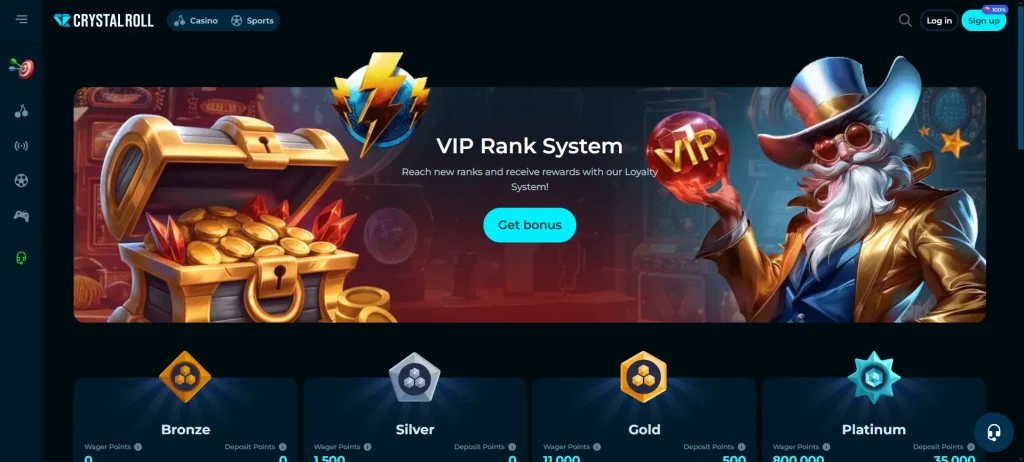 VIP casinobonus CrystalRoll Casino